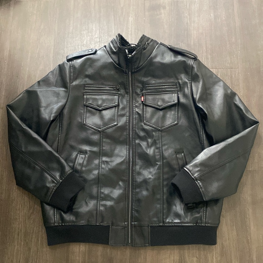 Levi's Men's Faux Leather Aviator Bomber Jacket Sz XL